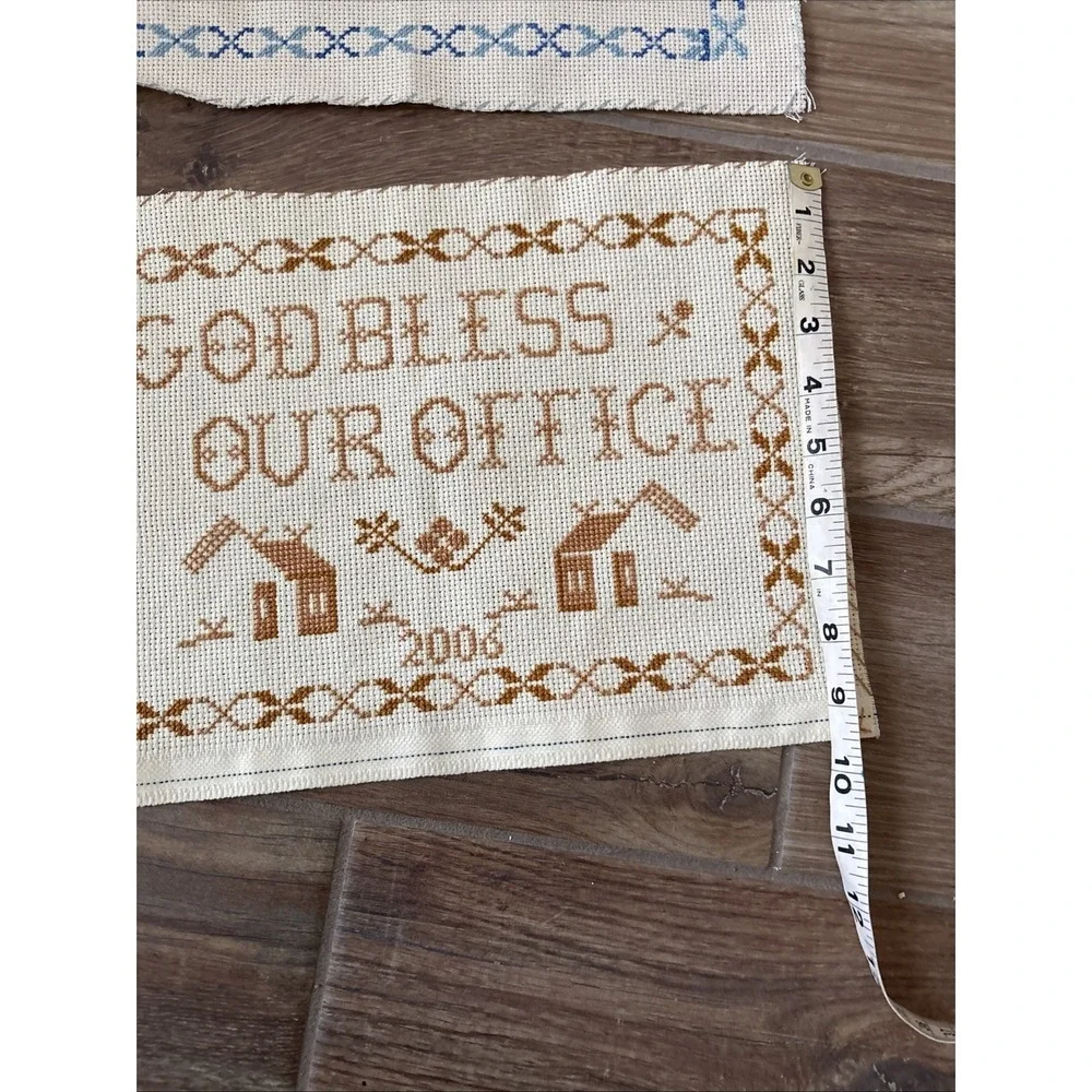 Lot‎ Of 3 Antique cross stitch samplers God Bless Our Home/office Homemade